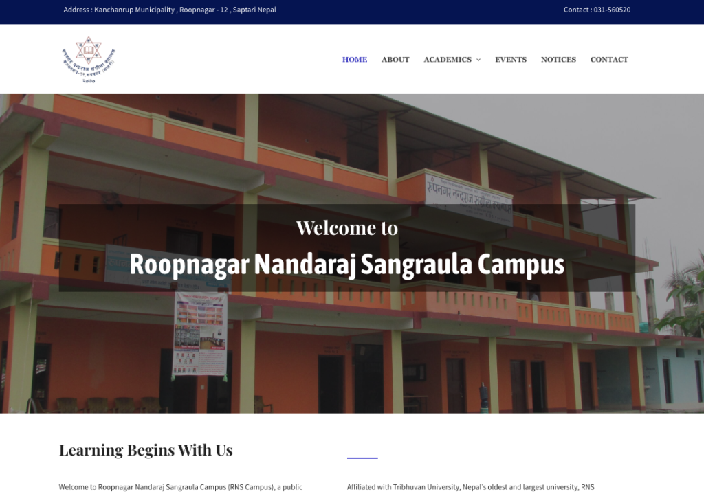 Campus Website Screenshot